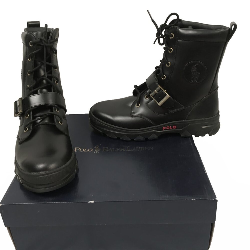 NEW RARE Vintage Polo Ralph Lauren Hayward Boots! 13 Smooth Black Leather